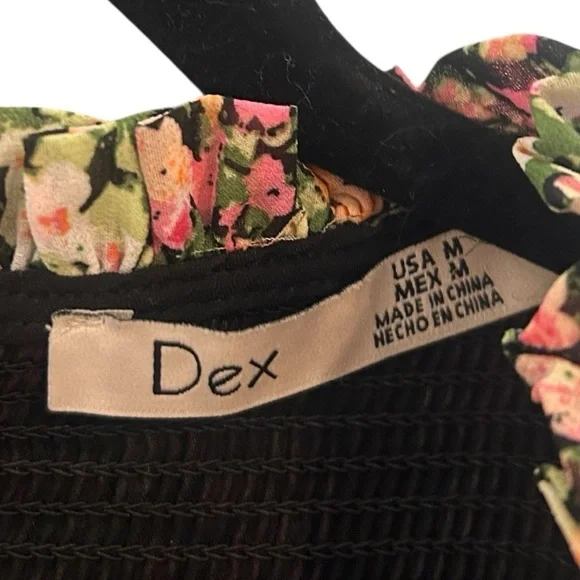 DEX Women's Floral Chiffon Smocked Long Sleeve Blouse-Size Medium - Picture 8 of 10